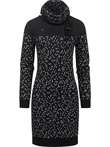 Ragwear Damen Winterkleid Langarm Sweatkleid Chloe Dress Black22 Gr. XL