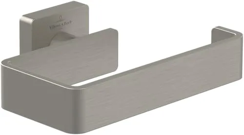 Villeroy & Boch Elements Striking Toilettenpapierhalter - Toilettenpapierhalter in Brushed Nickel Matt, elegantes Design und hochwertige Verarbeitung für stilvolle Bäder.