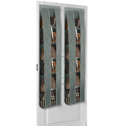 Produktbild Lirex Handtaschen Organizer Über Tür, 2er Set mit 6 Etagen, platzsparender Organizer zur Aufbewahrung und Organisation von Handtaschen, ideal für Tür oder Schrank, Handtaschenhalter, Dunkelgrau