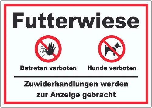 HB-Druck Aufkleber Futterwiese Betreten verboten Hund anleinen Aufkleber, wetterfest, UV-beständig, kratzfest