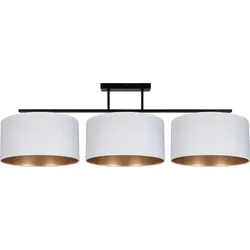 Moderne Deckenleuchte in Schwarz Weiß Gold - 3-flammig E27 - Stylische Deckenlampe aus Metall und Stoff für gemütliche Beleuchtung in Wohnzimmer, Schlafzimmer und Flur. Mit goldenen Innenseiten für elegante Lichtakzente und freier Leuchtmittelwahl.