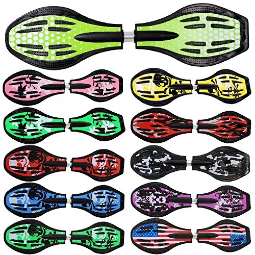 Waveboard Original Funtomia mit ABEC9 Kugellager inkl. Tasche - Bis 120kg - (Verschiedene Farbdesigns) (Grün/Punkte)