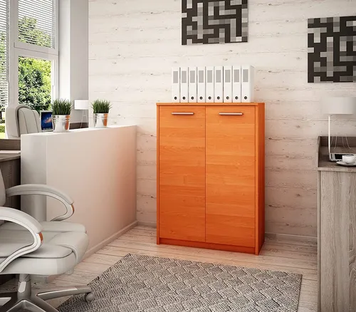 Matkam Möbel Kommode aus Erle, 2-türig - Kommode in Erle, 77x108x35 cm, ideal für Büro und Homeoffice. Robuste, kratzfeste Oberfläche und vielseitige Nutzungsmöglichkeiten als Anrichte oder Garderobenschrank.