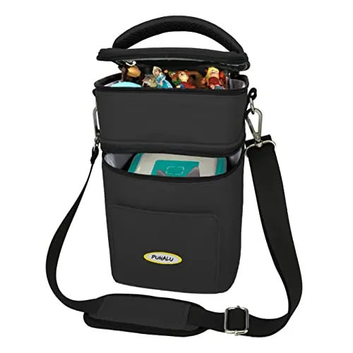 PUNALU kompakte Tasche für die Toniebox und Zubehör mit Soundklappe, Platz für ca. 20 Tonies Hörfiguren (schwarz)