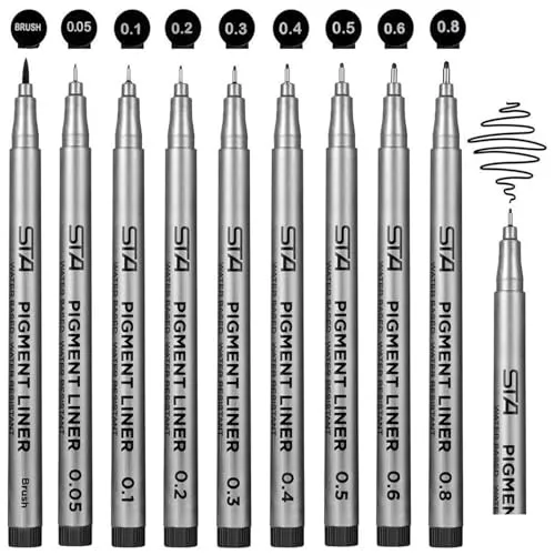beupro Fineliner, zwart Pigment Liner micro tekenpennen voor het schetsen van kantoordocumenten Comic manga scrapbooking
