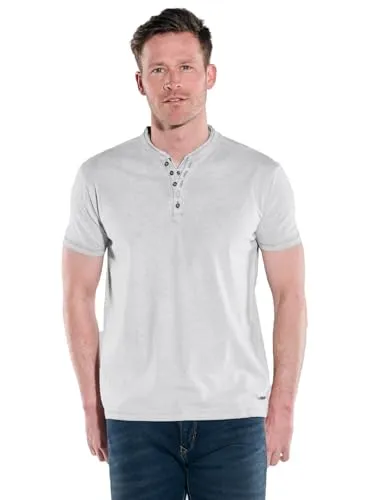 engbers Herren Henley T-Shirt 38337 - Hellgrau in Größe L - T-Shirts für Herren mit doppelter Knopfleiste und besonderem Waschverfahren für authentischen Farbeffekt, sorgt für hohen Tragekomfort.