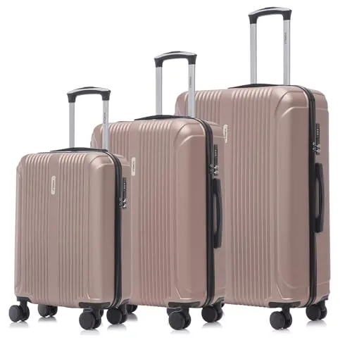 YONSLY Koffer Trolley Set 3er, Roségold in gold von YONSLY