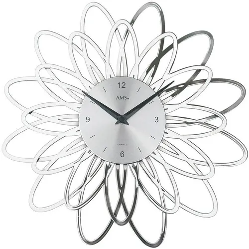 AMS Wanduhr 9362 - Elegante analoge Wanduhr in Silber, mit präzisem Quarz-Antrieb und modernem Kunststoffgehäuse – perfekt für stilvolle Wohnräume.