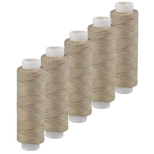 5x50m Leinen Garn Leinenzwirn Flachs Nähfaden robust strapazierfähig Farbwahl, Farbe:sand