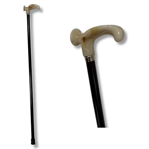 DELFA Gehstock Gehhilfe für Damen und Herren - für Rechtshänder - Anatomisch geformter Spazierstock Wanderstock - Marmoroptik