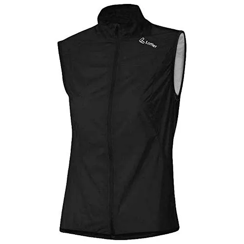 Löffler W Bike Vest WPM Pocket Damen Weste schwarz - Größe 42 - Fahrradbekleidung in Slim Fit, wasser- und winddicht mit extrem leichtem 2,5-Lagen-Material. Ideal für sportliche Aktivitäten, bietet maximale Bewegungsfreiheit und ein kleines Packvolumen.