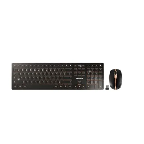 CHERRY DW 9000 SLIM Kabelloses Tastatur- und Maus-Set - Tastaturen: Wiederaufladbares Set mit leisen Tasten und AES-128 Verschlüsselung, ideal für produktive Arbeitstage im Büro oder Home Office.