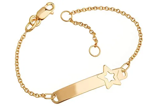 Silberketten Store Kinder/Baby ID-Armand Star Taufarmband 375 Gold Länge von 12-16cm inklusive Gravur