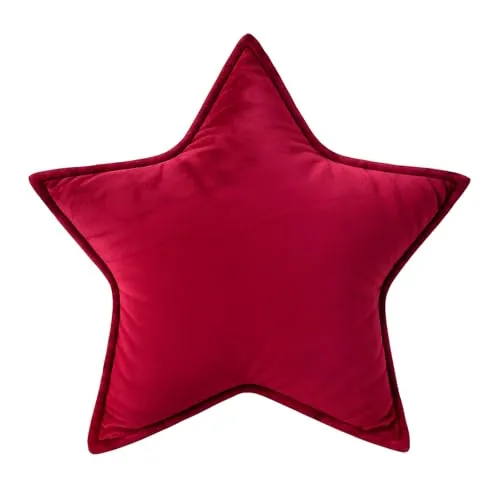heimtexland Dekokissen Weihnachten Formkissen Stern Kuschelkissen Samt 40 cm Deko Weihnachtskissen Zierkissen Geschenk-Idee Weihnachtsdeko Kissen Typ924 Bordeaux rot