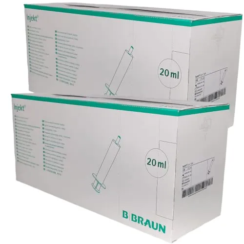 B. Braun INJEKT 20 ml I Luer-Ansatz, exzentrisch, 2-teilige Einmalspritzen I 2x 100 Stück im Sparset I plus PharmaPerle giveaway