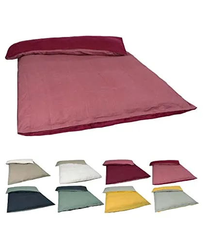beties Leinen Doubleface Bettwäsche 135x200 cm - 100% Leinen in Rose´de Provence/Merlot-rot - Bettwäsche-Set aus 100% Stone-Washed Leinen für optimalen Schlafkomfort. Mit Double-Face Design für individuelle Farbwahl und pflegeleicht waschbar bis 40°C. Lieferung im wiederverwendbaren Stoffbeutel.