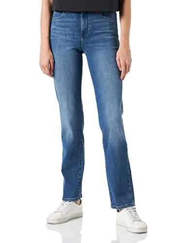 Wrangler Damen Straight Airblue Pants - Himmelblau, 33W/32L EU - Jeans in knöchellanger Passform mit regulärem Fit und mittlerer Taille, ideal für lässige Outfits und den täglichen Komfort.
