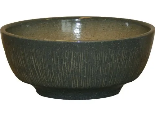 KERAZO sehr große 46 cm Keramik Pflanzschale Blumenschale Bonsaischale, Handarbeit, Frostfest, Wetterfest aus Steinzeug grau Granit