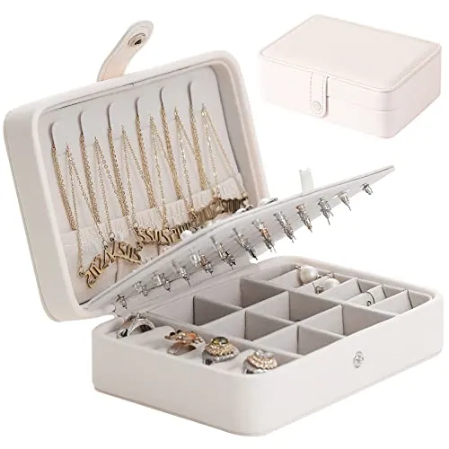 Owelth Reise Schmuckkästchen Klein, Schmuckaufbewahrung Reise für Damen PU-Leder, Mini Schmuckschatulle Schmuckkasten Mädchen Geschenk, Jewelry Organizer Reisen für Ringe, Ohrringe, Halskette