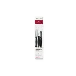 Victorinox Swiss Classic Gemüsemesser Set mit I-Schäler 3 teilig - Küchenmesser Set mit I-Schäler, ideal für präzises Schneiden und müheloses Schälen von Obst und Gemüse in stilvollem Schwarz.