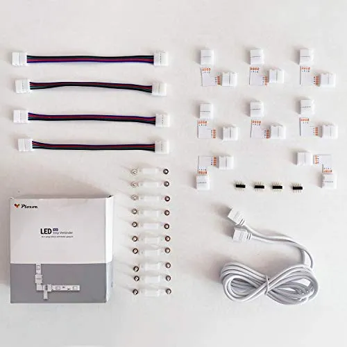 LED Strip Verbinder, Verlängerung, Eckverbinder, LED Streifen Befestigungsclips, Für 10mm 4 Polig RGB 5050 LED Strip