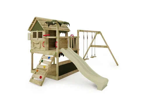 FATMOOSE Spielturm TikaTaka - Abenteuer-Stelzenhaus mit Rutsche & Sandkasten - Spielturm für fantasievolle Abenteuer im Garten, in verschiedenen Varianten erhältlich und mit 10 Jahren Garantie*. Inklusive Wellenrutsche, Kletterleiter und Sandkasten für kreativen Spielspaß!