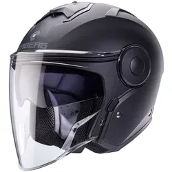 Caberg Soho Jethelm matt-schwarz L - Motorradhelm mit hervorragendem Tragekomfort, integriertem Sonnenblenden und kratzfestem Visier – ideal für Stadtverkehr und längere Touren.