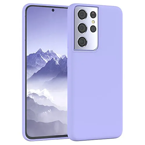 EAZY CASE Premium Silikon Handyhülle kompatibel mit Galaxy S21 Ultra 5G Slimcover mit Kameraschutz und Innenfutter, Silikonhülle, Schutzhülle, Bumper, Handy Case, Hülle, Softcase, Lavendel Lila