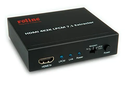 ROLINE HDMI 4K Audio Extraktor LPCM 7.1 - Video-Formatwandler, extrahiert Audio-Signale bis 192 kHz ohne Verzerrungen und unterstützt 4K- und 3D-Video, ideal für Heimkino und Gaming.