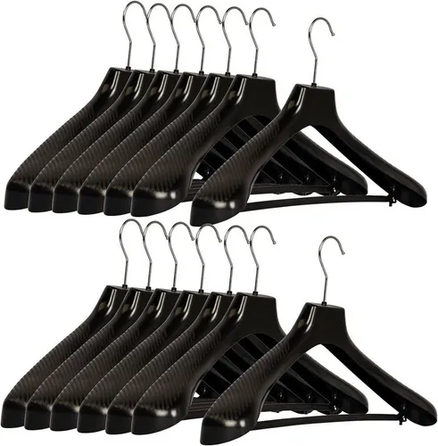RSR Hangers Kleiderbügel SM 45 cm mit Hosensteg Anti-Rutsch Schwarz 360° Haken, (5-tlg)