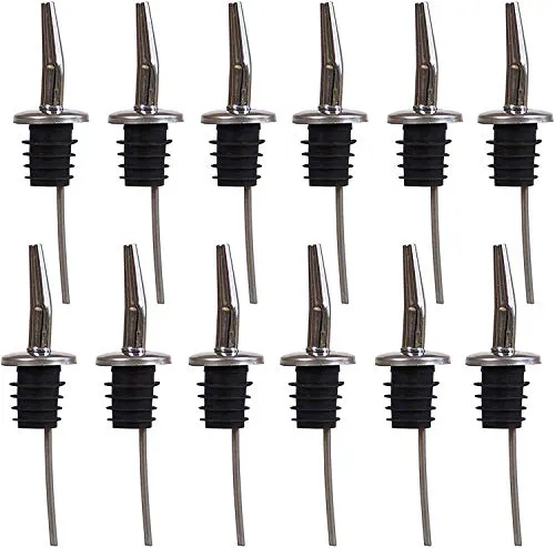 Oak & Steel - 12 Premium Flaschenausgießer aus Edelstahl für Spirituosen, Öl, Wein & Mehr - Passend für Fast alle Flaschen - Robust & Praktisch - ausgießer spirituosen - ausgießer für flaschen