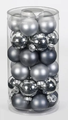 MAGIC by Inge Weihnachtsbaumkugel, Weihnachtskugeln Glas 4cm Hazy Grey, 30 Stück