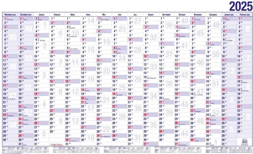 GÜSS Wandkalender 2025/26 - Der GÜSS Wandkalender 2025/26 bietet 16 Monate Planung mit Ferienterminen. Ideal für Büros und Wohnräume – für einen klaren Überblick über alle Termine und Aufgaben.
