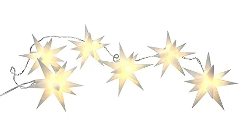 Spetebo 3D Stern Lichterkette mit 6 LED mit Timer - 150 cm - Sternen Lichterkette Batterie betrieben für Innen & Außen