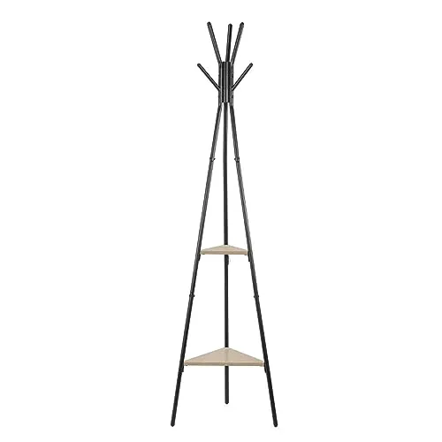 Arcoroc Vinthera Moa Kleiderständer mit Fuß aus Stahl und Holz, 49,5 x 49,5 x 180 cm, Holz