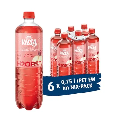 VILSA H2Obst Apfel-Kirsche Erfrischungsgetränk 6 x 0,75 L