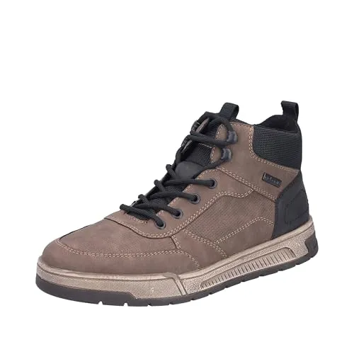 RIEKER Herren Sneaker aus Lederimitat, Gr. 44, hellbraun - Wanderschuhe mit wasserabweisender TEX-Membran und weichem Warmfutter für hohen Tragekomfort. Ideal für Alltag und Freizeit, mit flexibler Laufsohle für sicheren Halt.