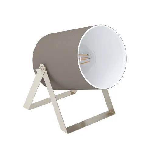 Tischlampe Nachttischlampe Stahl in nickel-matt Textil in taupe, weiss E27
