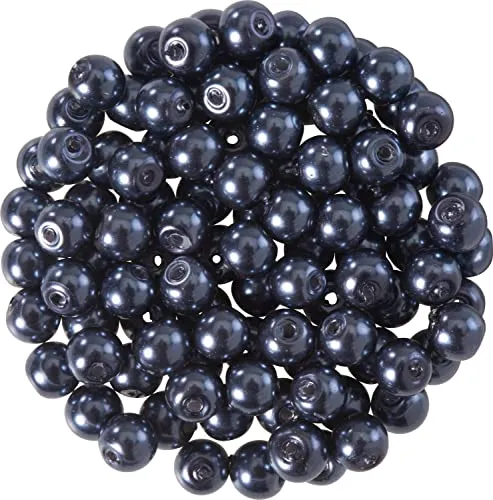PRACHT Glaswachsperlen Ø 4 mm 100 Stück Perlen aus Glas Ganzjährig geeignet Ideal für Schmuckherstellung und Bastelprojekte Anthrazit