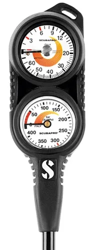 SCUBAPRO Twin Compact Konsole, Farbe 0 - Analoge Druckmesser mit präziser Messskala bis 400 bar und integriertem Schleppzeiger für maximale Tiefenaufzeichnung, ideal für anspruchsvolle Taucher.