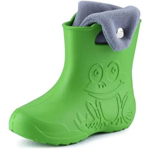 Ladeheid EVA Regenschuhe LA-CA-04 - Gummistiefel für Kinder, gefüttert und federleicht, ideal für nasse Tage. Größe 34/35, Farbe Grün/Grau, aus 100% EVA für optimalen Komfort.