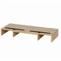 Monitorständer Bildschirmerhöhung aus Bambus - Monitor-Halterungen & -Ständer mit Platz für 2 Monitore, ergonomische Höhe von 10 cm für eine bessere Körperhaltung und aus nachhaltigem Bambus gefertigt.
