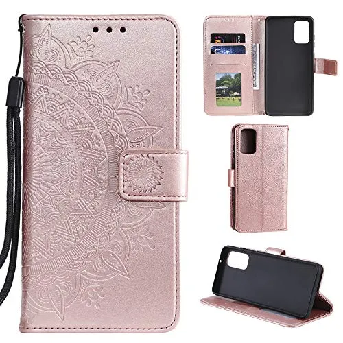 CoverKingz Handyhülle kompatibel mit Huawei P40 - Handytasche mit Kartenfach Klapphülle Case – Handy Hülle klappbar Motiv Mandala Rosegold