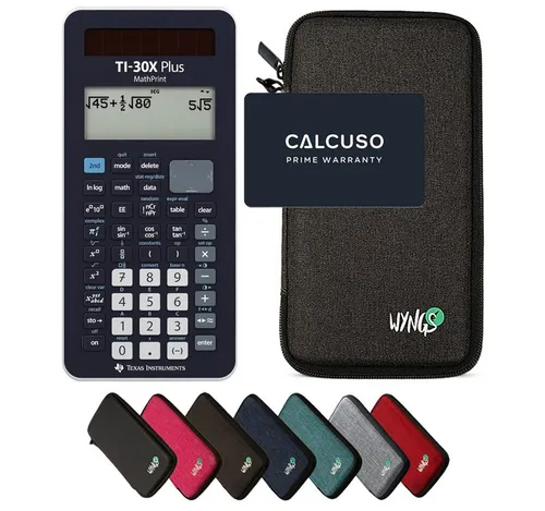 Texas Instruments TI-30X Plus MathPrint mit WYNGS Schutztasche - Wissenschaftlicher Taschenrechner für Schule und Studium, hochauflösendes Display, solar- und batteriebetrieben. Inklusive robuster Schutztasche für optimalen Schutz und sichere Aufbewahrung.