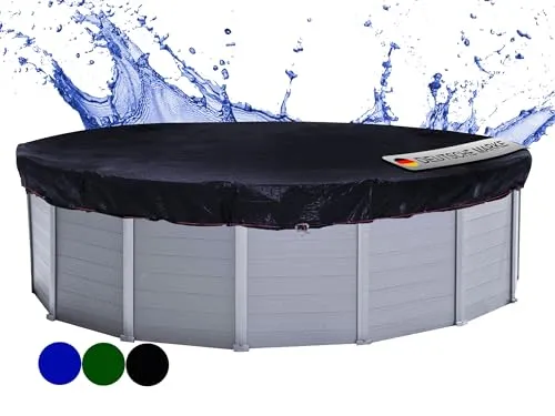 QUICK STAR Poolabdeckung Rund für 550-600 cm Pools - Hochwertige Poolabdeckung aus 100% Polyethylen, UV-beständig und ideal für ganzjährigen Schutz. Die schwarze Farbe sorgt für schnellere Erwärmung des Wassers und verhindert Algenbildung.