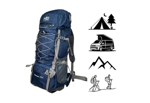 MTB Wanderrucksack 80 Liter - Blau - Rucksack für Abenteuer und Reisen mit 80 Litern Volumen, wasserabweisend und mit Rückenlüftung für optimalen Tragekomfort.