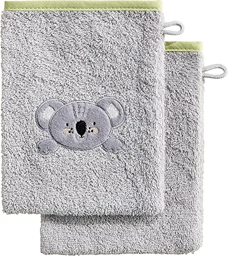 Erwin Müller Kinder Waschhandschuh, Waschlappen Koala 2er-Pack - kuschelweich, saugstark, mit Aufhänger