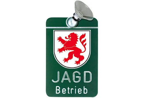 Dr. Gmünder Hinweisschild Autoschild Jagdbetrieb - Hinweisschild aus stabilem Leichtmetall, robust und langlebig. Mit auffälligem Design und einfachem Haftsauger zur sicheren Anbringung an Fahrzeugen.