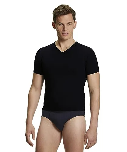 FALKE Herren Unterwäsche Daily Climate Control Outlast® V Neck T-Shirt, Schwarz Black 3000, XL - Dieses schnelltrocknende V Neck T-Shirt aus hochwertiger Baumwolle sorgt für ein angenehmes Tragegefühl im Alltag. Das innovative Design reguliert Ihr Körperklima und bietet uneingeschränkte Bewegungsfreiheit.