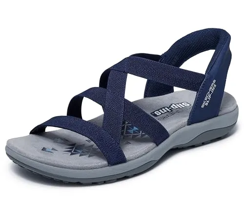 Skechers REGGAE SLIM-STRETCH FLEX Sandalen Damen 163460 NVY - Schuhgröße 42 EU - Klassische Sandalen mit flexiblem Stretch-Obermaterial für optimalen Komfort. Ideal für den Sommer, leicht und modisch mit gepolsterter Innensohle aus Memory Foam.